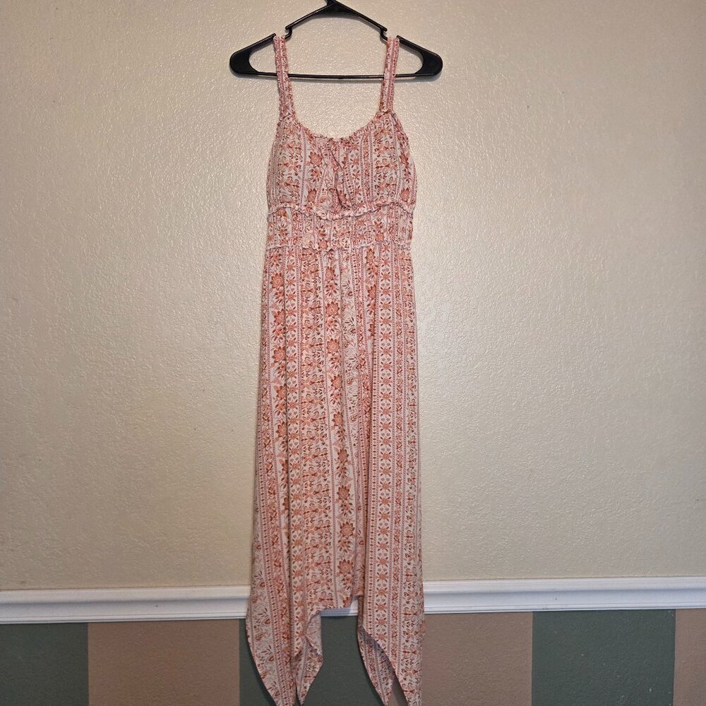 No Boundaries Women's Large Sleeveless Floral Rayon Pink Dress